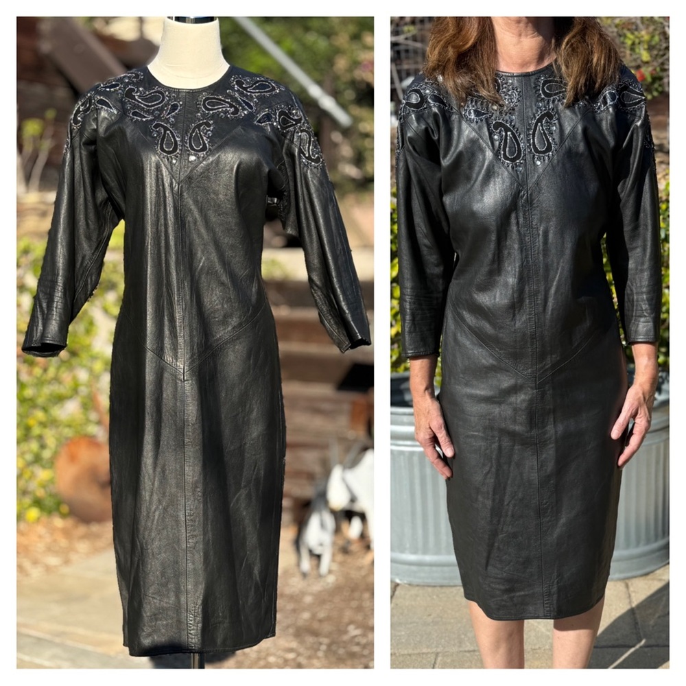 Shalmay Paris 1980s leather dress